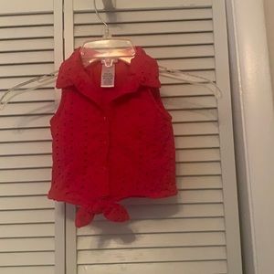 Nannete eyelet red toddler tiedcrop top